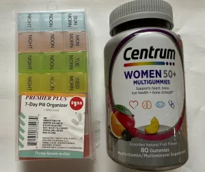 Bundle Premier Plus Day Pill Organizer & Centrum MultiGummies Gummy Women 50 Plus, with Vitamin D3, B6 and B12, Multivitamin/Multimineral Supplement 80 Count