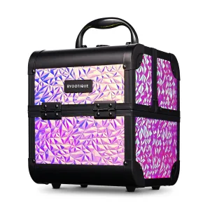 BYOOTIQUE Cosmetology Makeup Train Case 2-Tier Trays Portable Cosmetic Hairstylist Traveling Bag Storage Organizer Lockable Tattoo Box with Mirror for Artist Salon School Nail Tech,Mermaid Pink