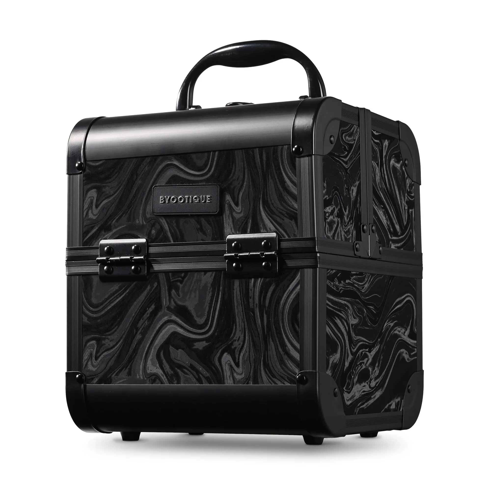 BYOOTIQUE Makeup Train Case 2-Tier Trays Portable Cosmetic Organizer Travel Storage Lockable Box with Mirror for Salon Brauty School Nail Tech,CoyoteButtes Shadows
