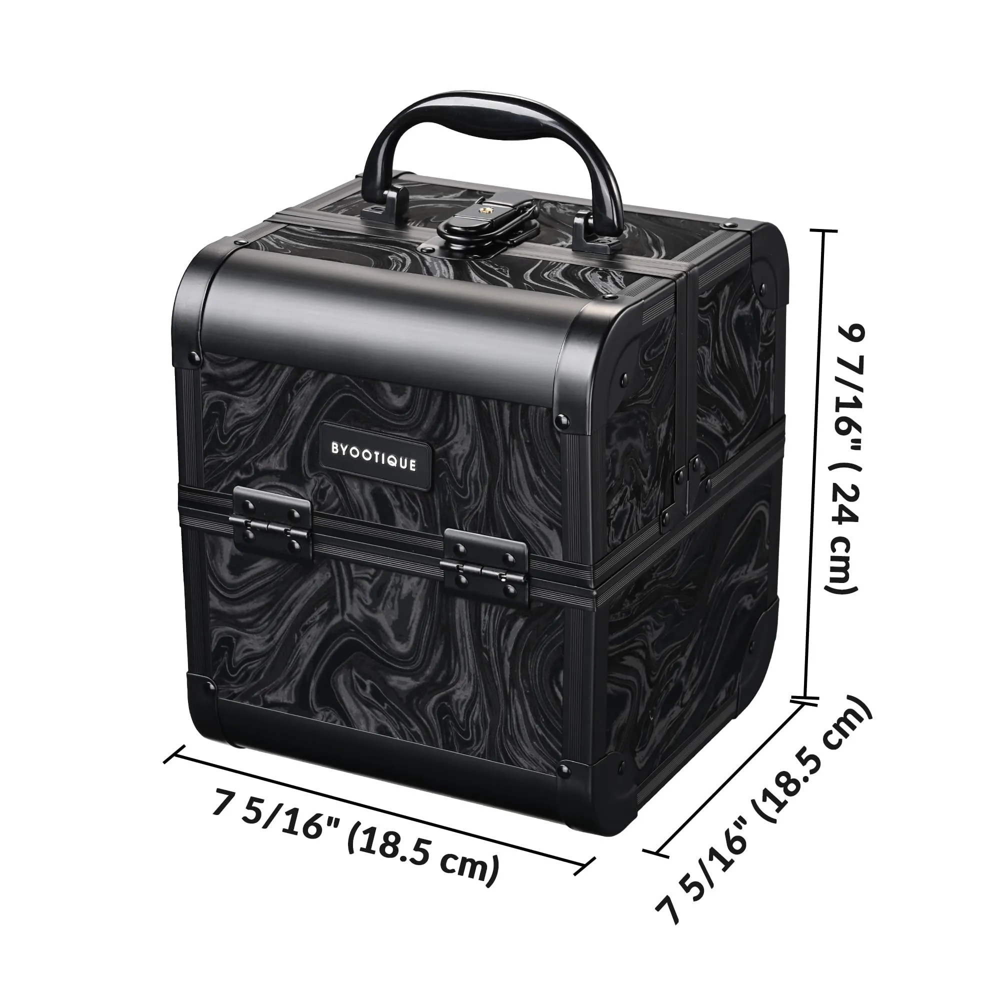 BYOOTIQUE Makeup Train Case 2-Tier Trays Portable Cosmetic Organizer Travel Storage Lockable Box with Mirror for Salon Brauty School Nail Tech,CoyoteButtes Shadows