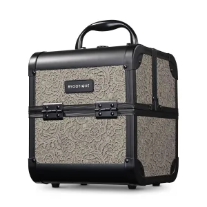 BYOOTIQUE Makeup Train Case 2-Tier Trays Portable Cosmetic Organizer Travel Storage Lockable Box with Mirror for Salon Brauty School Nail Tech,Rococo GainsBoro