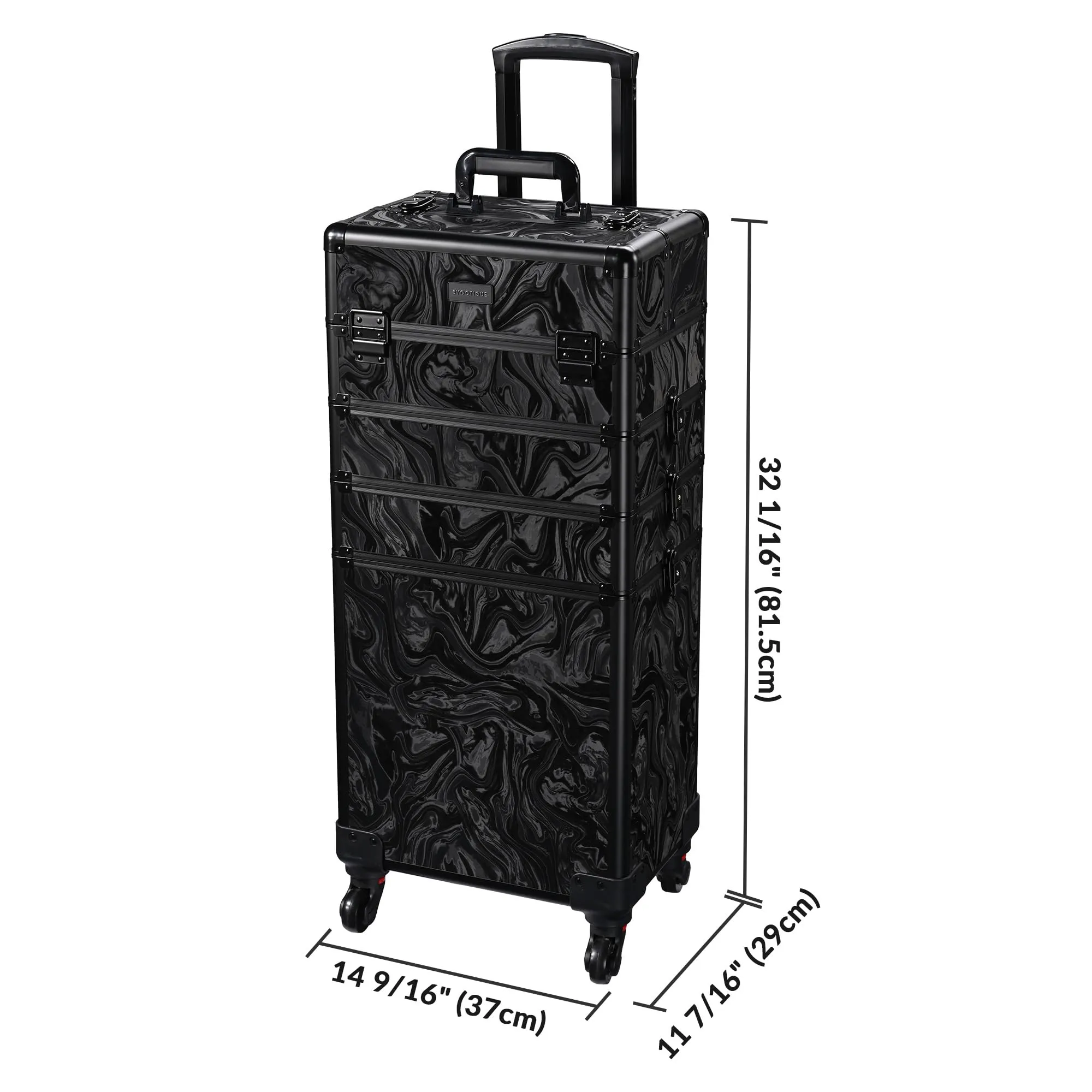 BYOOTIQUE Rolling Makeup Train Case 4in1 Cosmetic Trolley Organizer Lockable Salon Barber Cart Trunk with Wheels for Hairstylist Artist Trave Nail,CoyoteButtes Shadows