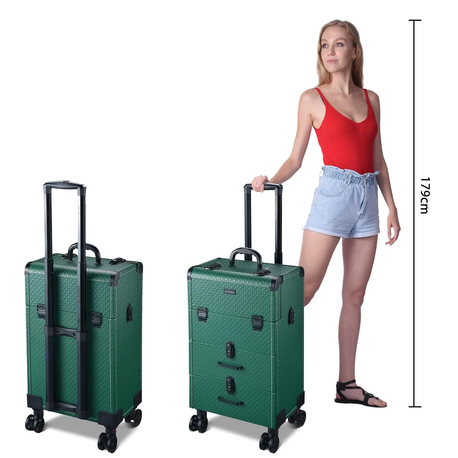 BYOOTIQUE Rolling Makeup Train Case Lockable Portable Cosmetic Organizer Trolley 2 DrBYOOTIQUEer Beauty Salon