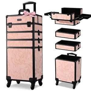 BYOOTIQUE Rolling Makeup Train Case on Wheels 4in1 Cosmetology Profesional Travel Cosmetic Bag Lockable Organizer Box for Hairstylist Artist Nail Beauty Salon Barber,CoyoteButtes Dusk