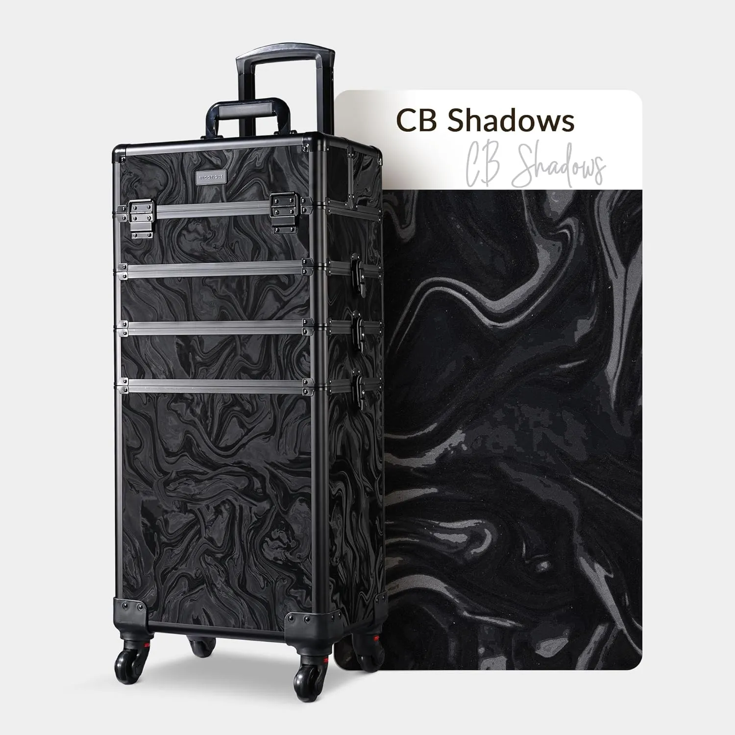 BYOOTIQUE Rolling Makeup Train Case on Wheels 4in1 Cosmetology Profesional Travel Cosmetic Bag Lockable Organizer Box for Hairstylist Artist Nail Beauty Salon Barber,CoyoteButtes Shadows