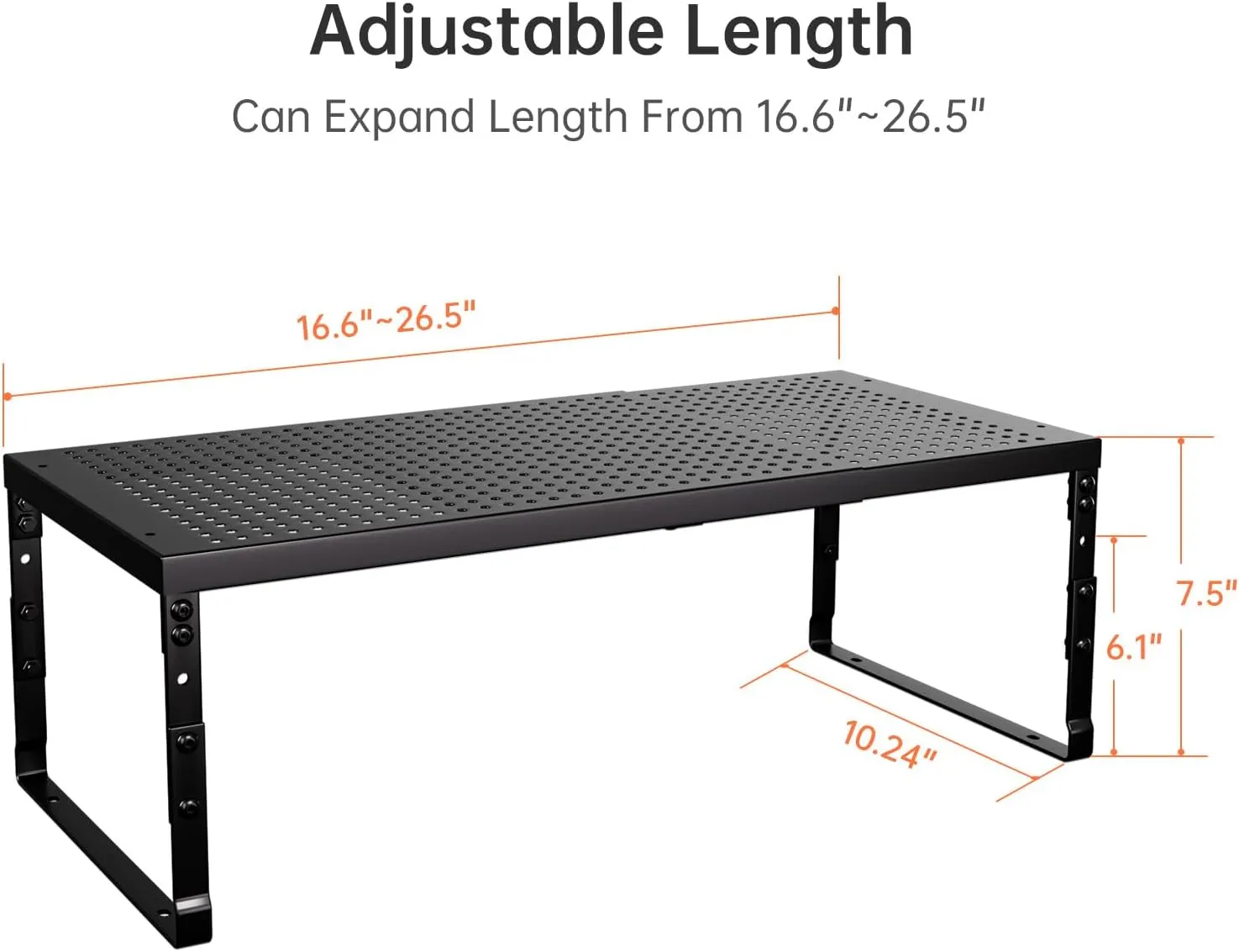 Cabinet Shelf,Expandable Adjustable Stackable Kitchen Organizer,for cabinets, Kitchens, countertops, bathrooms Shelf Organizer(2Packs/Black,Large)