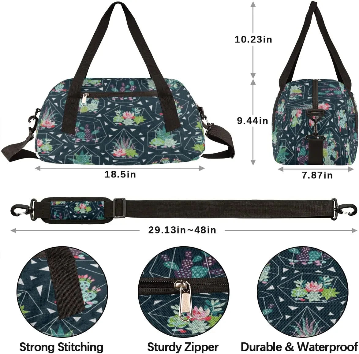 Cactus Kids Duffel Bag for Girls Boys Teens, Oil Painting Dance Bag Overnight Small Duffel Bag Carry On Weekend Sports Gym Travel Bag for School Practice Gymnastics Ballet