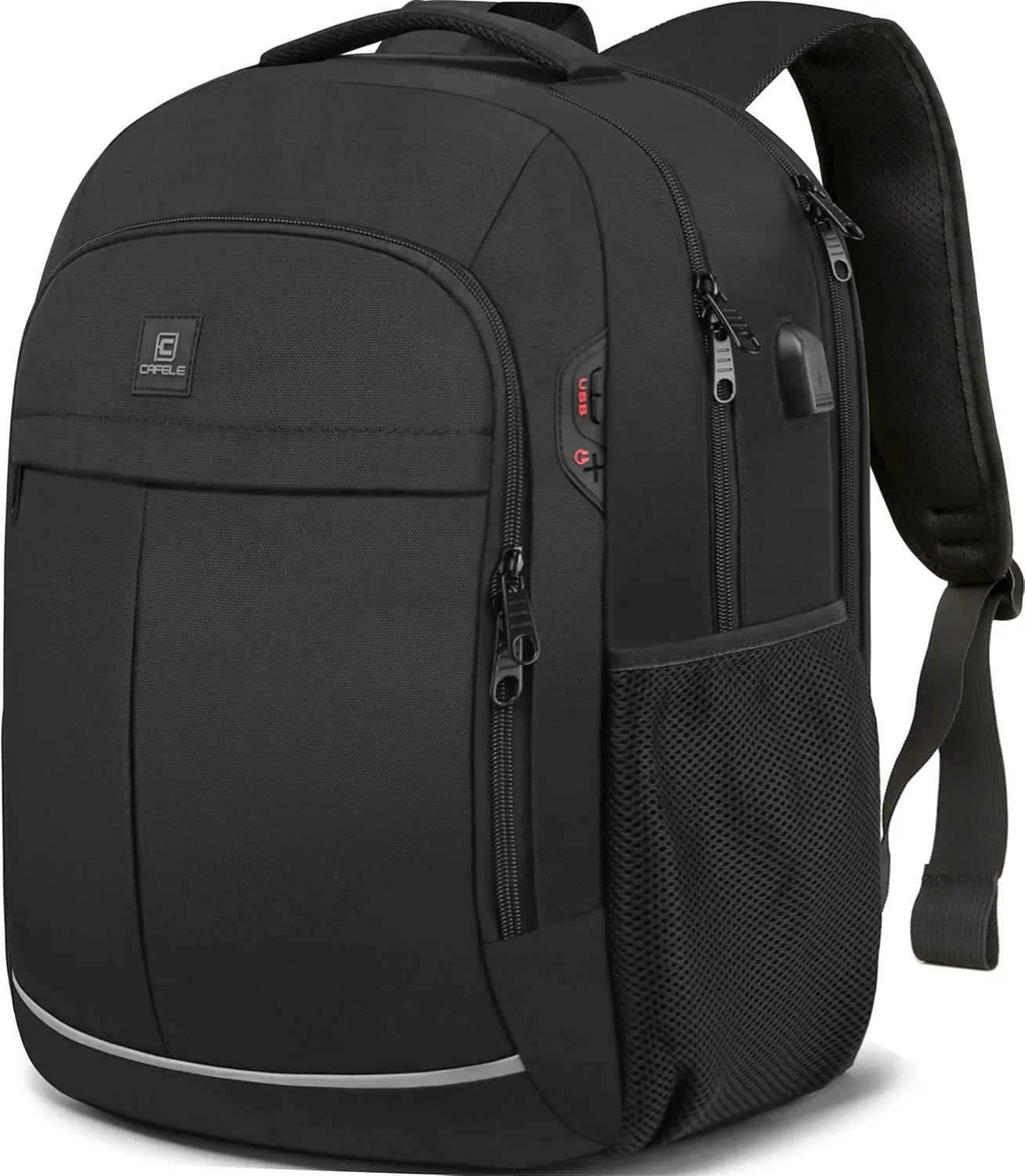 CAFELE Backpack, Laptop Backpack, Carry on Backpack, Durable TSA Friendly Business Travel 17.3 Inch Laptop Backpack with USB Port, College School Bag Gift for Men Women Teens Bookbag, Black