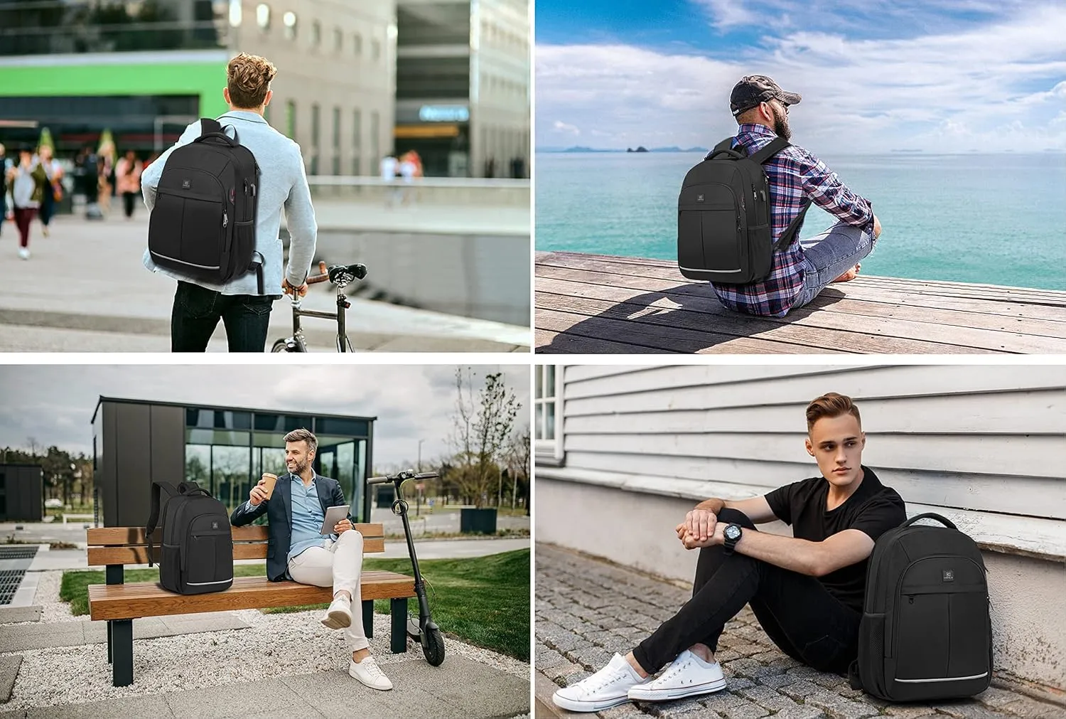 CAFELE Backpack, Laptop Backpack, Carry on Backpack, Durable TSA Friendly Business Travel 17.3 Inch Laptop Backpack with USB Port, College School Bag Gift for Men Women Teens Bookbag, Black