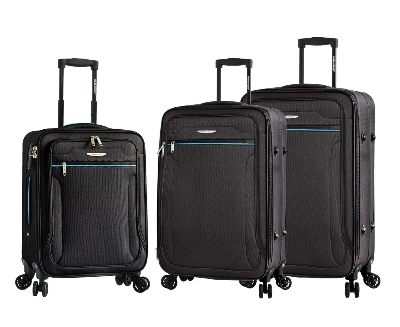 Calera Set of 3 Soft Shell Suitcase in Black