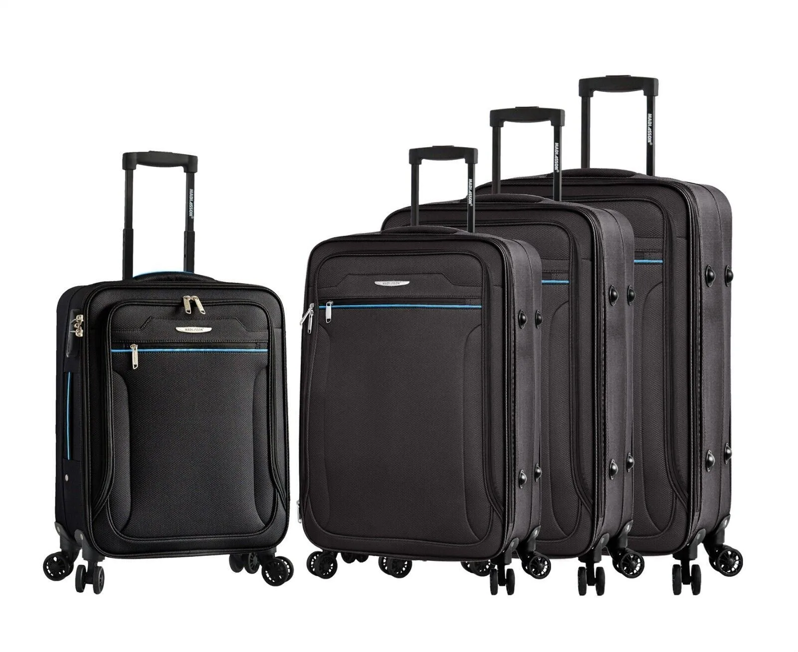 Calera Set of 4 Soft Shell Suitcase in Black