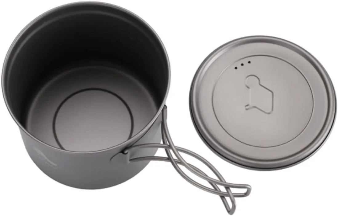 Camping Kitchen Utensil Folding Handle Outdoor Portable Camping Pot Single Pot with Lid Instant Noodle Pot Camping Cooker for Outdoor Cooking
