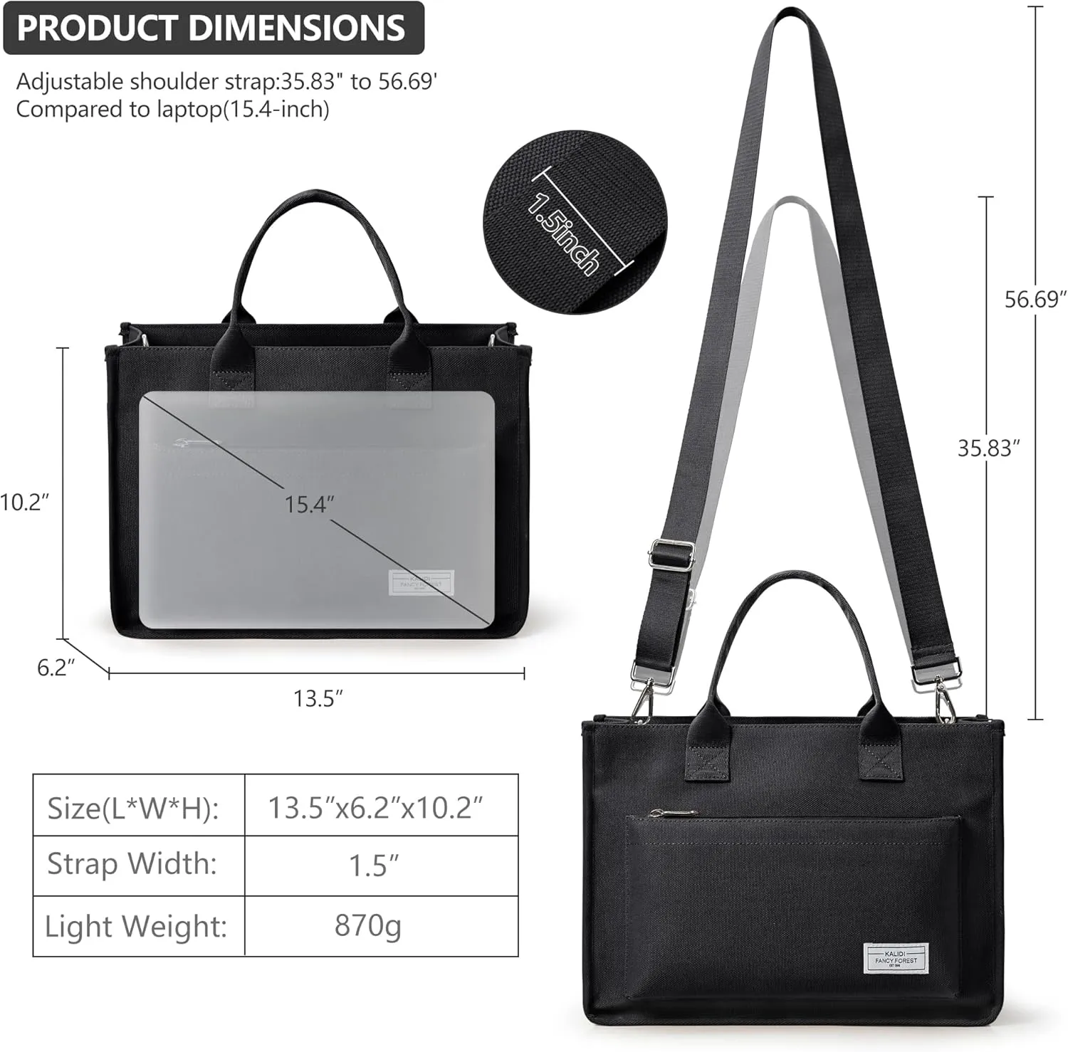 Canvas Tote Bag for Women Shoulder & Crossbody Handbag with Multi Pockets Zipper Ideal for Work Office Travel & Daily Use