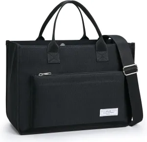 Canvas Tote Bag for Women Shoulder & Crossbody Handbag with Multi Pockets Zipper Ideal for Work Office Travel & Daily Use