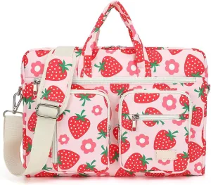 canvaslife 15-15.6 inch Laptop Shoulder Bag, for MacBook Pro 16, Hp Lenovo Dell 14 inch Waterproof Messenger Bag Case Sleeve (New Strawberries)
