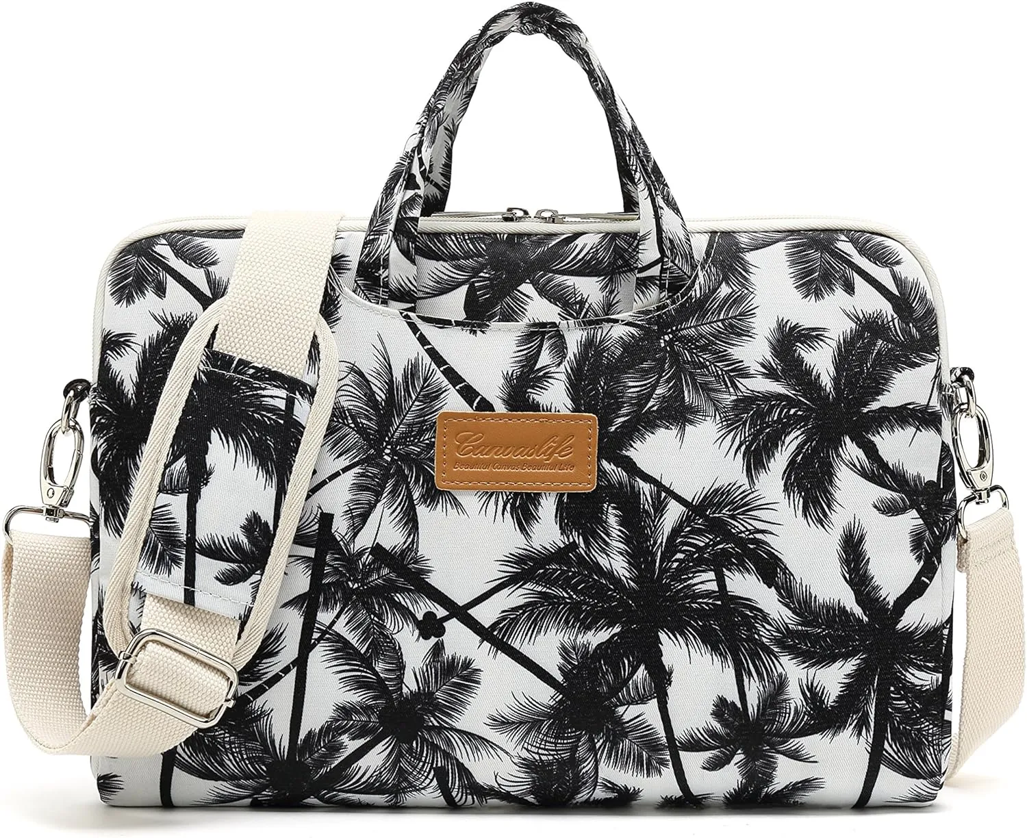 canvaslife Black coconut trees Pattern 15 inch Waterproof Laptop Shoulder Messenger Bag Case With Rebound Bubble Protection for 14 inch-15.6 inch laptop 15 Case Bag