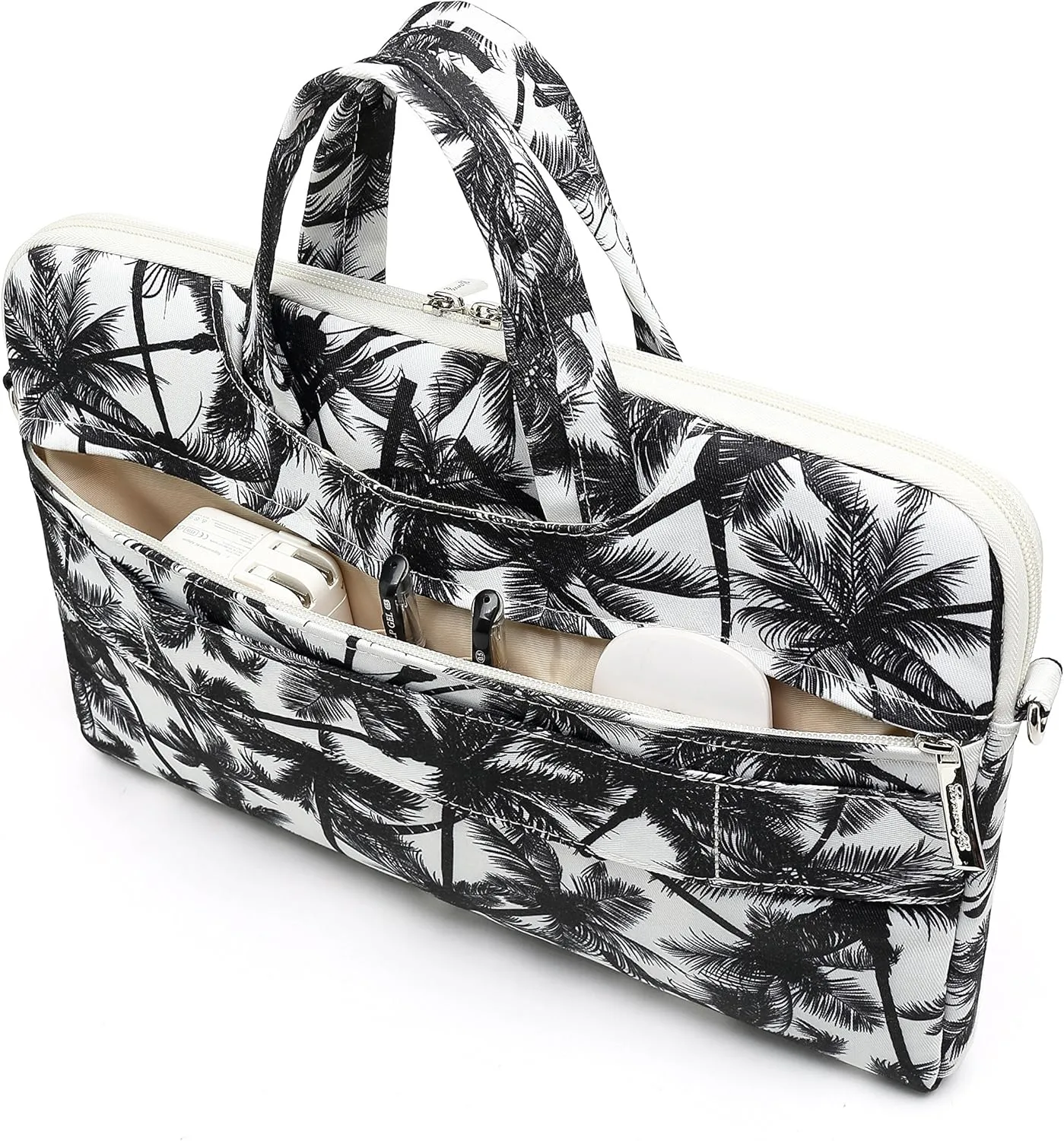 canvaslife Black coconut trees Pattern 15 inch Waterproof Laptop Shoulder Messenger Bag Case With Rebound Bubble Protection for 14 inch-15.6 inch laptop 15 Case Bag