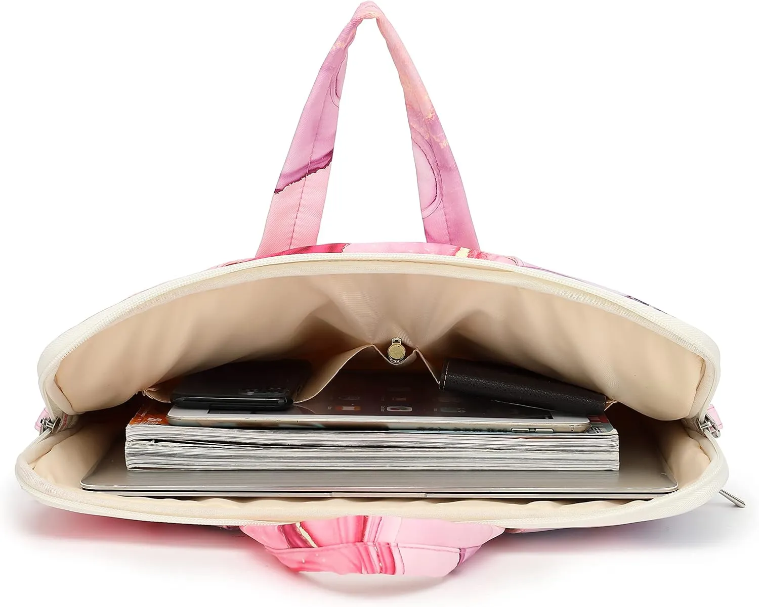canvaslife Pink marble Patten Waterproof Laptop Shoulder Messenger Bag Case Sleeve for 14 Inch 15 Inch Laptop Case Laptop Briefcase 15.6 Inch