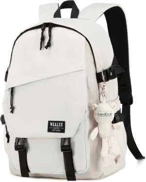 Caoroky knight College School Bag for Men Women Laptop Backpack 15.6 Inch Anti Theft Travel Daypack Large Elementary Middle High Bookbags for Teens Girls Boys Students-Large,off-white