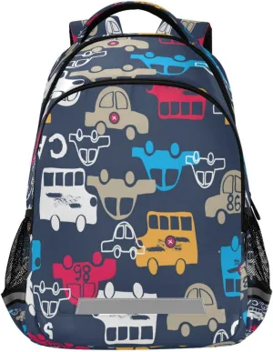 Car Backpack for Girls Kids Boys School Bookbags, Student Laptop Backpack Carrying Bag Casual Lightweight Travel Sports Day Packs