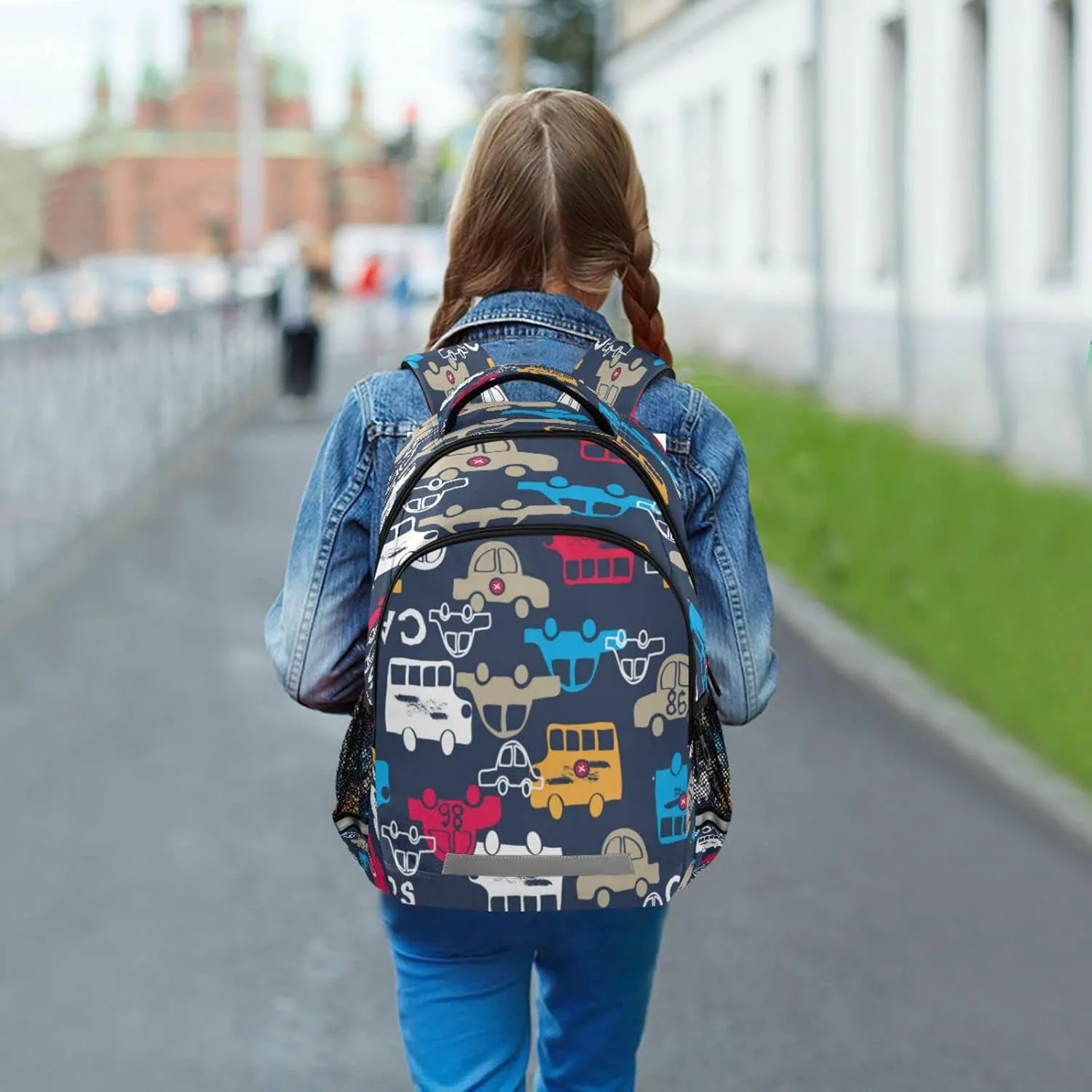 Car Backpack for Girls Kids Boys School Bookbags, Student Laptop Backpack Carrying Bag Casual Lightweight Travel Sports Day Packs