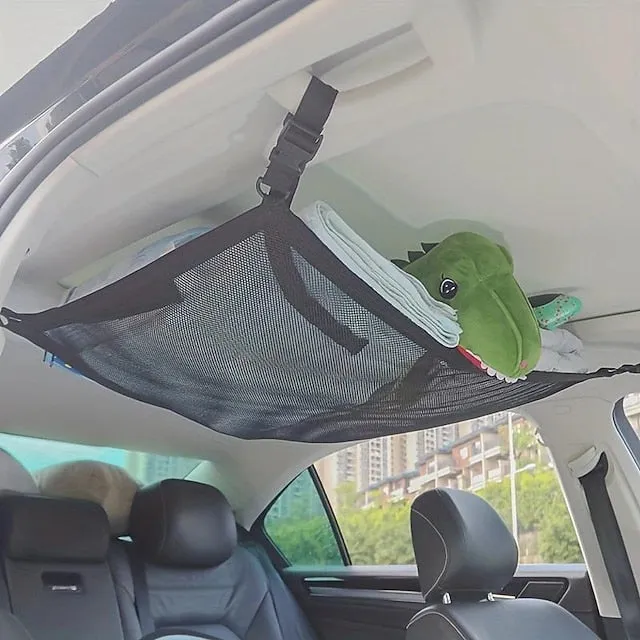 Car Ceiling Cargo Net Pocket Multi-function Adjustable  Durable Large Double-Layer Mesh SUV Roof Organizer Long Trip Storage Bag,Tent Putting Quilt Children's Toy Towel Sundries