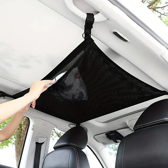 Car Ceiling Cargo Net Pocket Multi-function Adjustable  Durable Large Double-Layer Mesh SUV Roof Organizer Long Trip Storage Bag,Tent Putting Quilt Children's Toy Towel Sundries