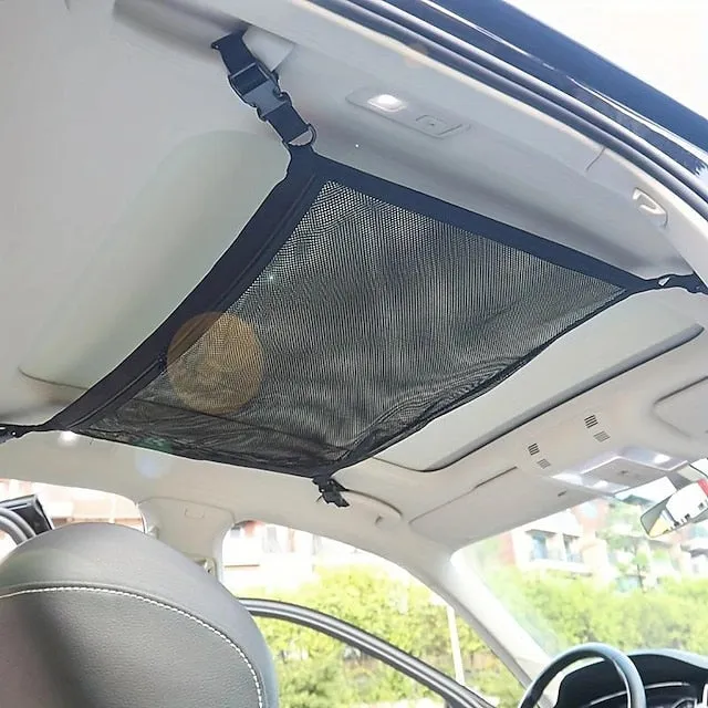 Car Ceiling Cargo Net Pocket Multi-function Adjustable  Durable Large Double-Layer Mesh SUV Roof Organizer Long Trip Storage Bag,Tent Putting Quilt Children's Toy Towel Sundries