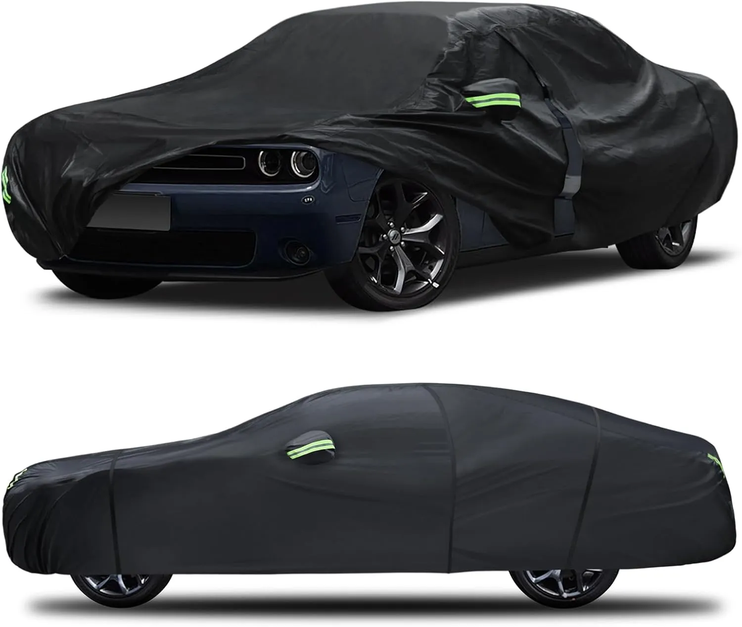 Car Cover Custom Fit for Dodge Challenger 2008-2025,6 Layers Truck Cover Waterproof All Weather for Automobiles,Outdoor Full Exterior Cover,Rain, Sun, Wind Protection,Black