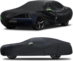 Car Cover Custom Fit for Dodge Challenger 2008-2025,6 Layers Truck Cover Waterproof All Weather for Automobiles,Outdoor Full Exterior Cover,Rain, Sun, Wind Protection,Black
