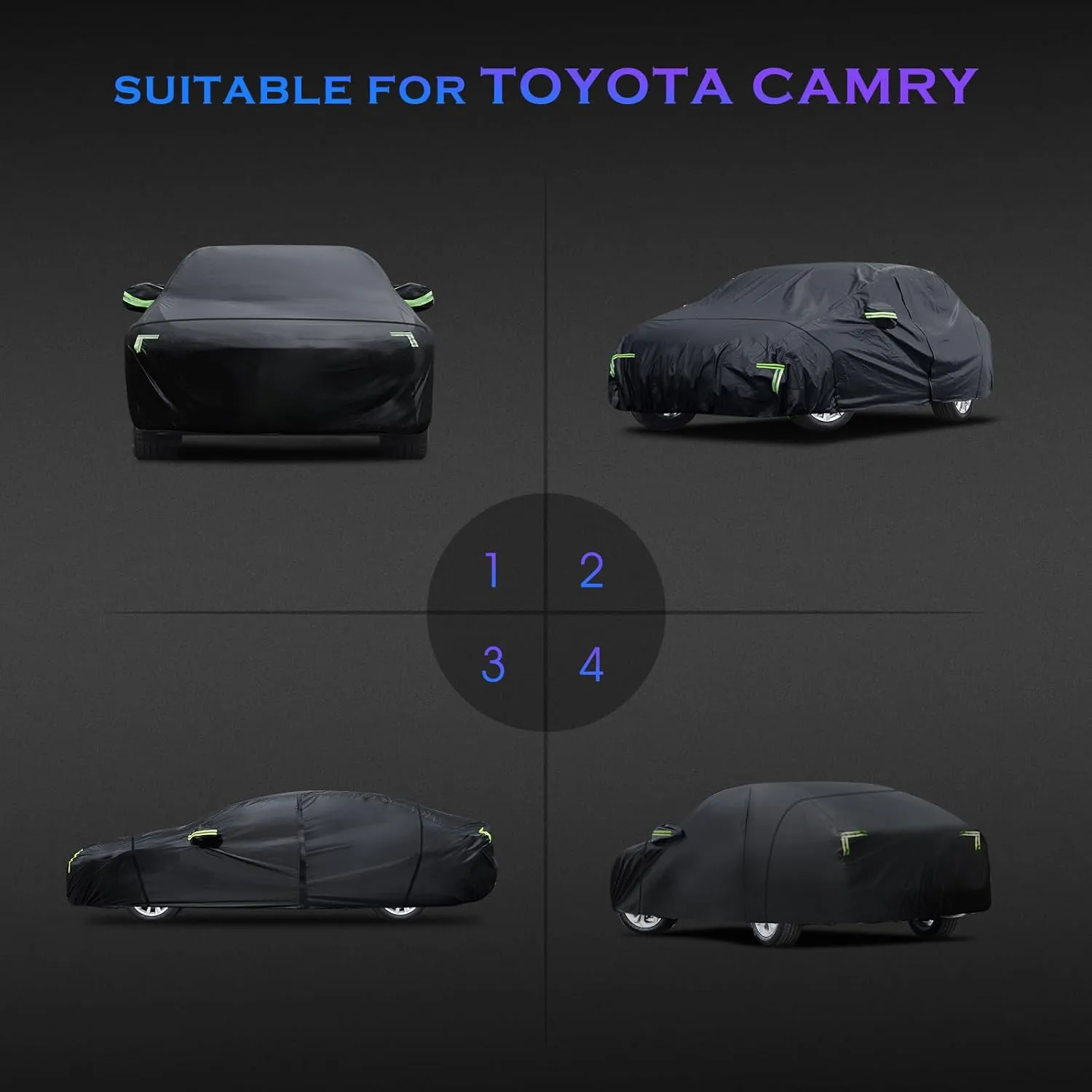 Car Cover Custom Fit for Toyota Camry 1996-2025,6 Layers Truck Cover Waterproof All Weather for Automobiles,Outdoor Full Exterior Cover,Rain, Sun, Wind Protection,Black
