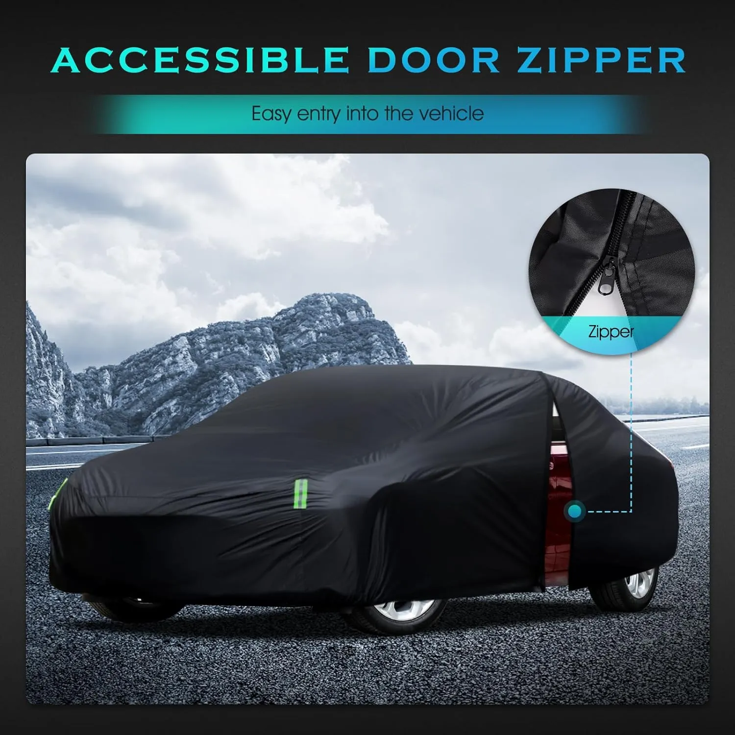 Car Cover Waterproof All Weather for Automobiles, Size A4 Universal Fit for Sedan Dodge Charger, Lincoln mkz, Hyundai Genesis, Ford Taurus, Buick Lacrosse, Mercedes Benz S-Class etc.(199 to 208 inch)
