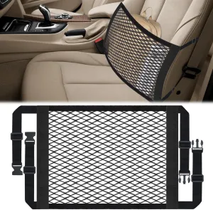 Car Seat Net, Car Net Front Seat Organizer, Double Layer Front Seat Versatile Elastic Organizer Net, Car Storage Mesh Net for Front Seat, Universal Car Accessories for Most Vehicles