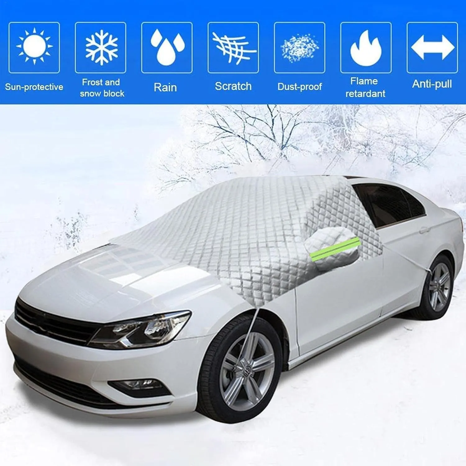 Car Windshield Cover Compatible with Alfa Romeo Stelvio,Motors Sunshade Snow Protection Cover UV Protection Oxford Cloth Windshield Car Cover Waterproof with Side Wing Earmuffs