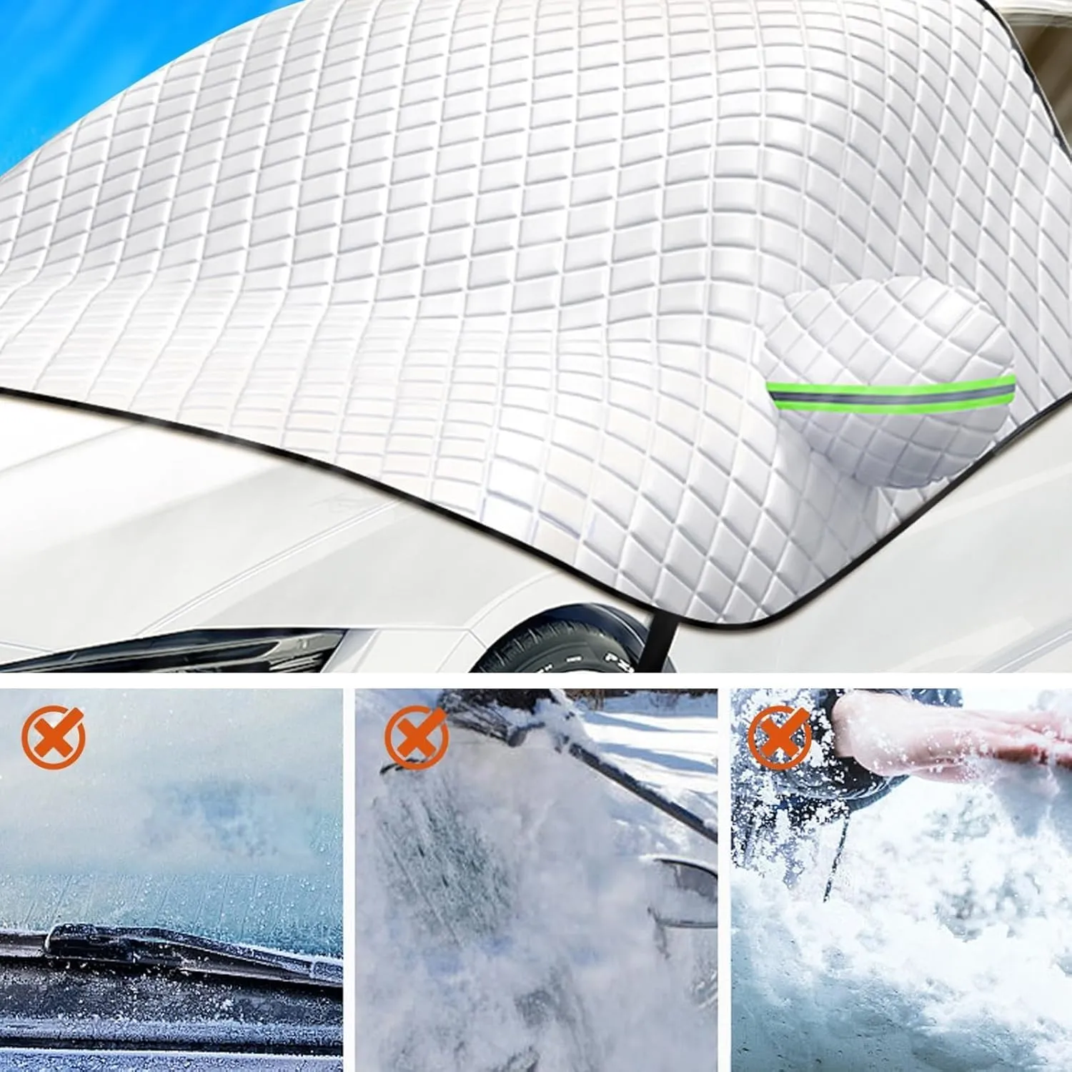 Car Windshield Cover Compatible with Alfa Romeo Stelvio,Motors Sunshade Snow Protection Cover UV Protection Oxford Cloth Windshield Car Cover Waterproof with Side Wing Earmuffs