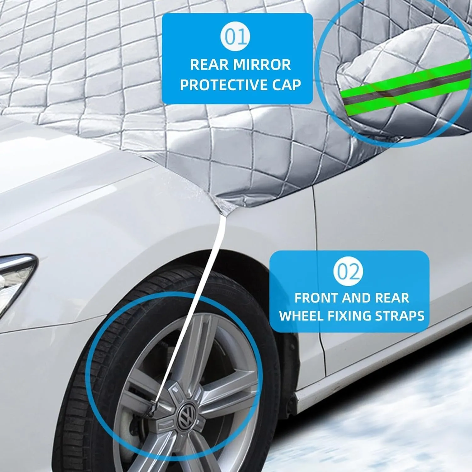 Car Windshield Cover Compatible with Alfa Romeo Stelvio,Motors Sunshade Snow Protection Cover UV Protection Oxford Cloth Windshield Car Cover Waterproof with Side Wing Earmuffs
