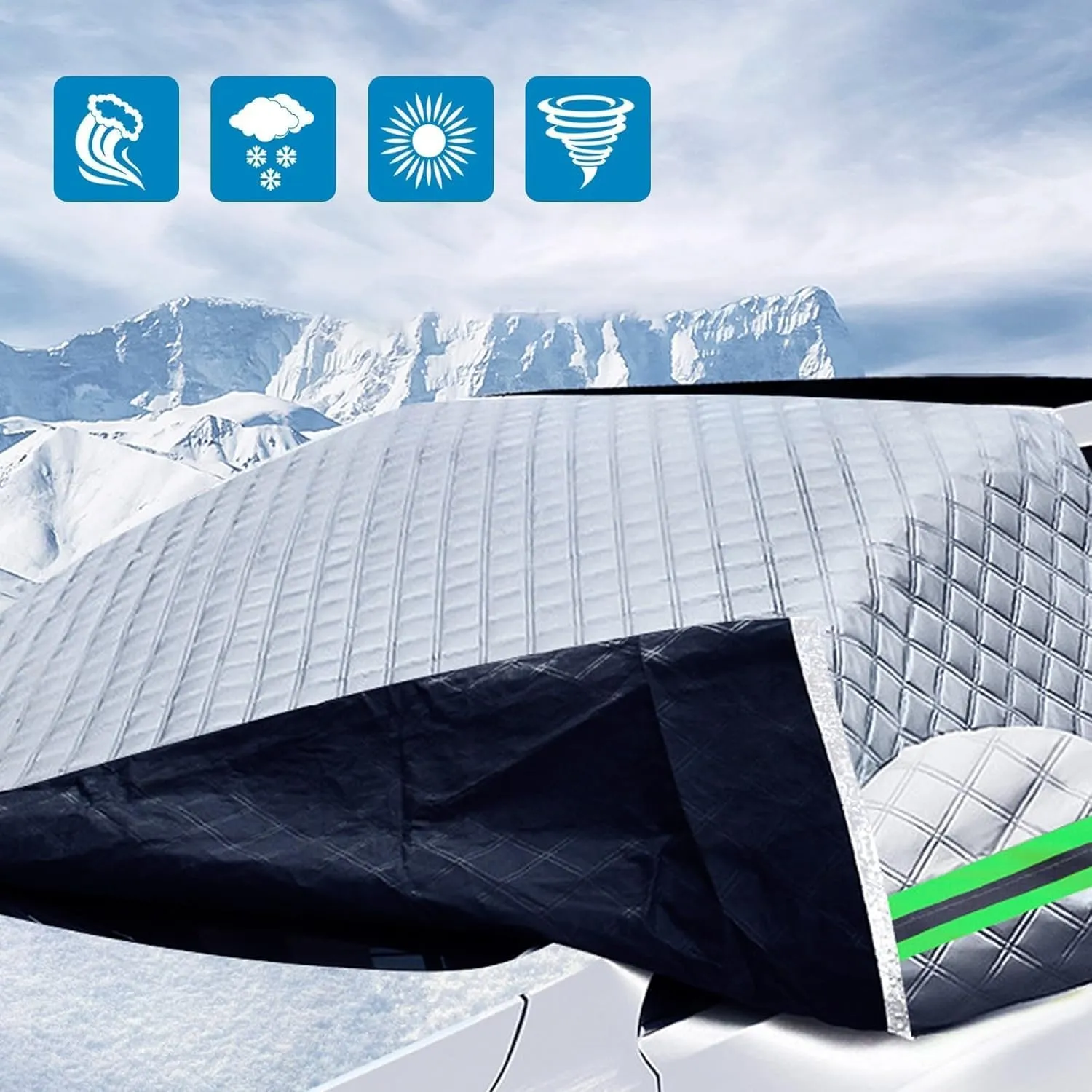 Car Windshield Cover Compatible with Alfa Romeo Stelvio,Motors Sunshade Snow Protection Cover UV Protection Oxford Cloth Windshield Car Cover Waterproof with Side Wing Earmuffs