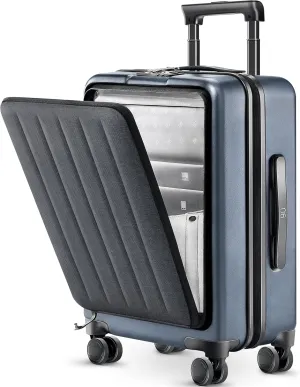 Carry on Luggage 22X14X9 Airline Approved with Front Pocket, 20 Inch Luggage with Front Laptop Compartment, Expandable, Double Spinner Wheels, Hardsided PC, TSA Lock (Cool Grey, Seine)