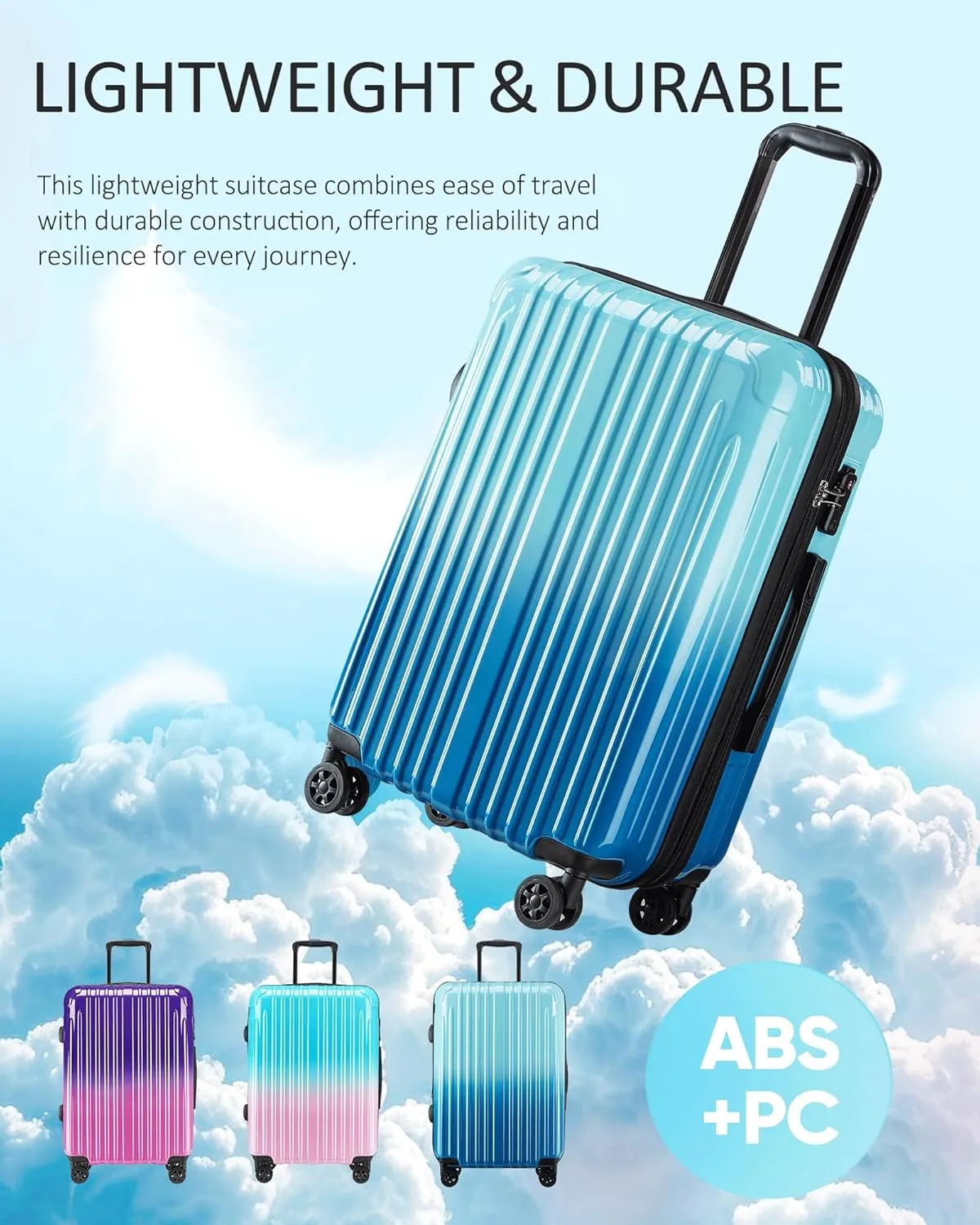 Carry on Luggage - Airline Approved Suitcases with Spinner Wheels, Built-In TSA Lock，Hard Shell Expandable Suitcases