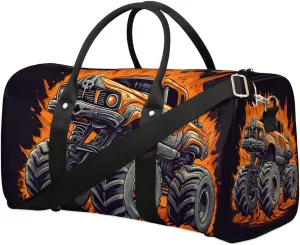 Cars Monster Truck Travel Duffel Bag for Women Men Waterproof Foldable Overnight Weekender Bag Large Capacity Sports Gym Bag
