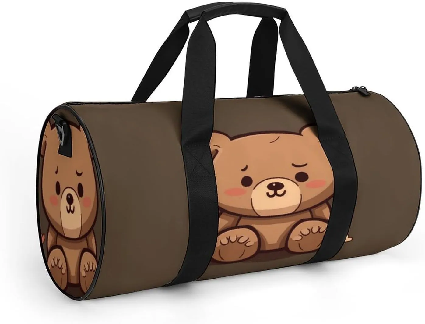 Cartoon Brown Cute Bear Gym Bag Small Travel Duffle Bag with Compartment Carry On Weekender Bag for Women Men