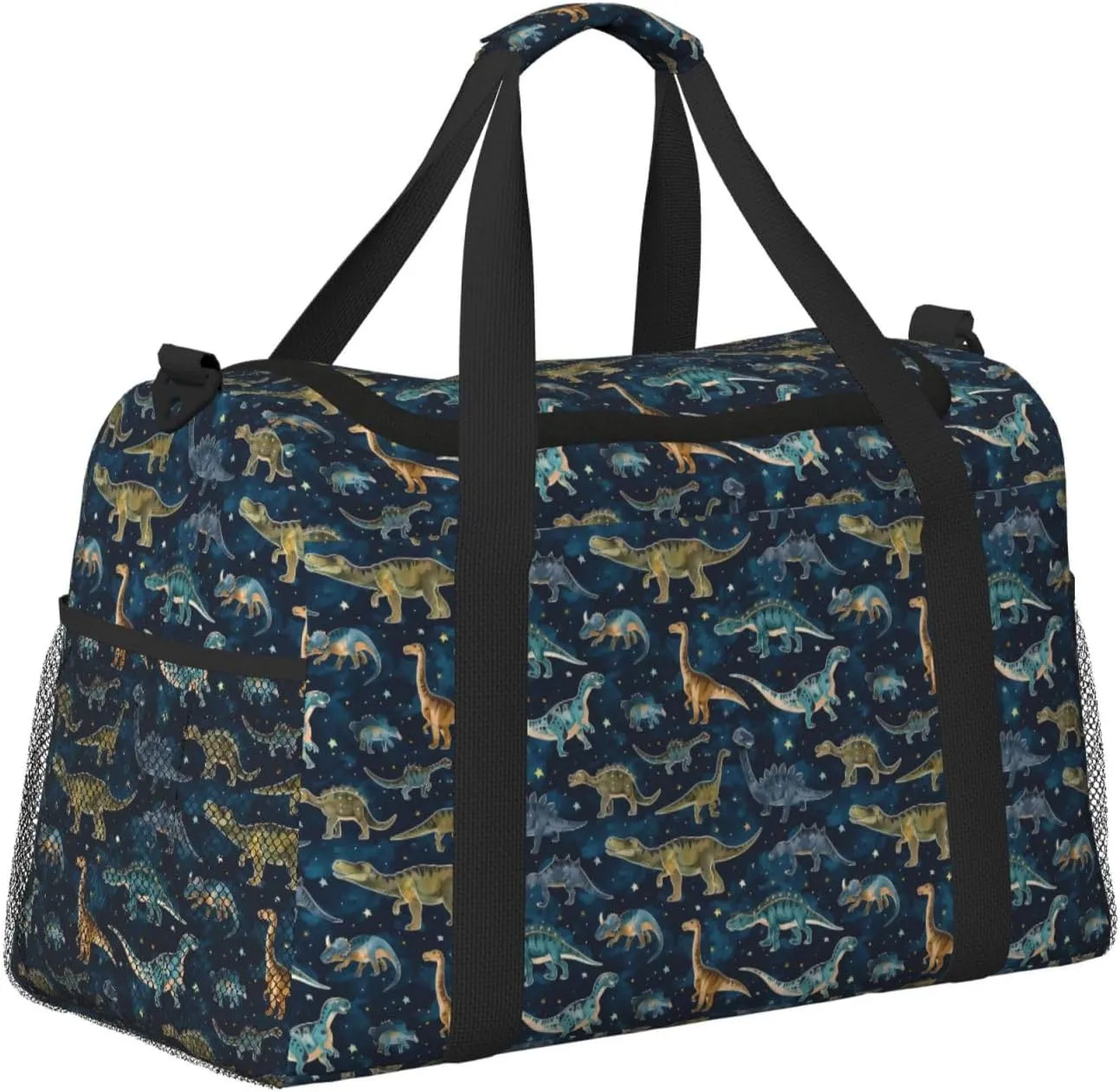 Cartoon Dinosaurs Big Capacity Sports Gym Bag Portable Travel Duffle Bag, Stars Lightweight Weekender Workout Bag for Overnight, Unisex