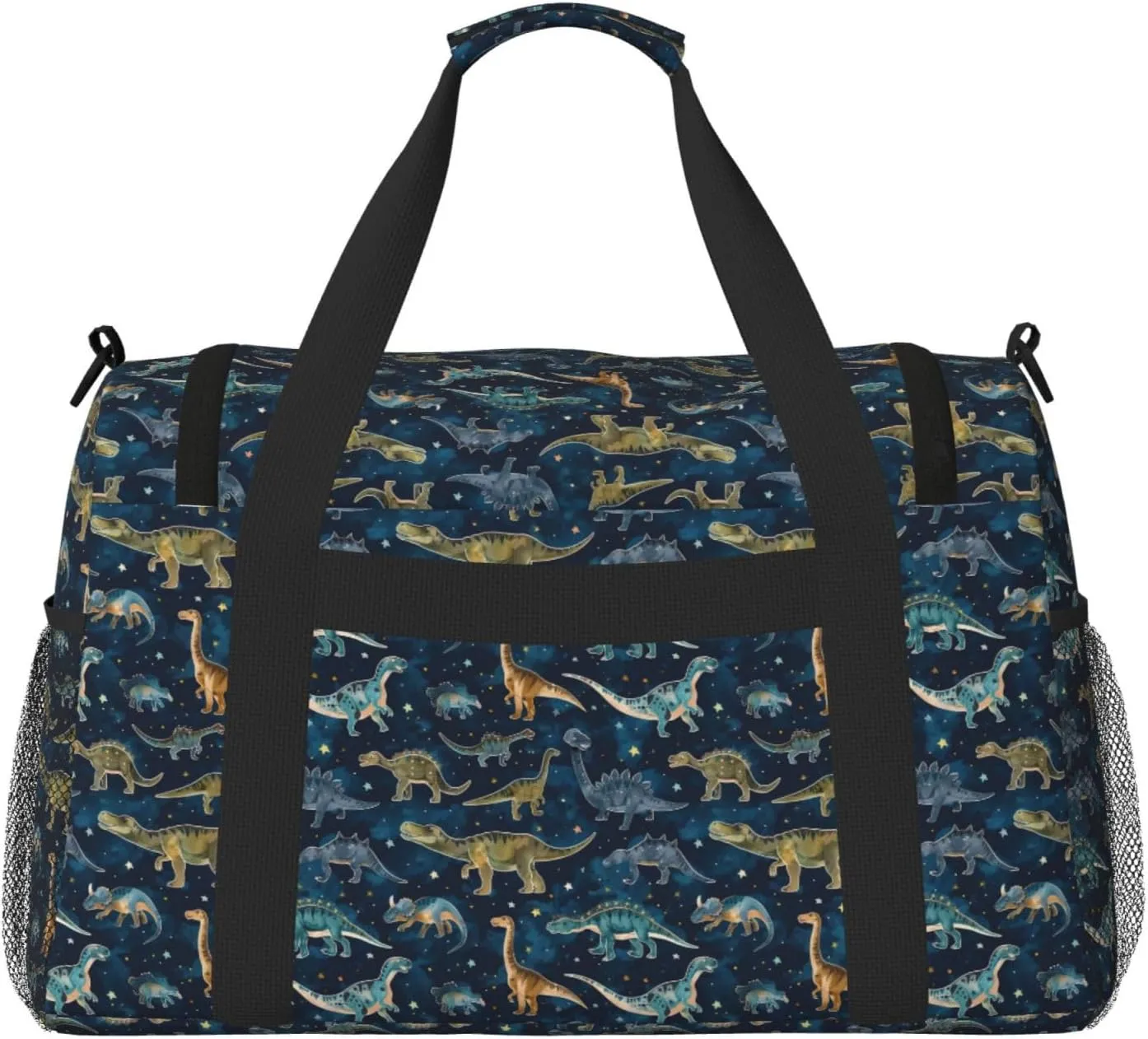 Cartoon Dinosaurs Big Capacity Sports Gym Bag Portable Travel Duffle Bag, Stars Lightweight Weekender Workout Bag for Overnight, Unisex