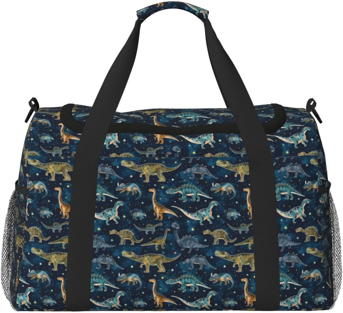 Cartoon Dinosaurs Big Capacity Sports Gym Bag Portable Travel Duffle Bag, Stars Lightweight Weekender Workout Bag for Overnight, Unisex