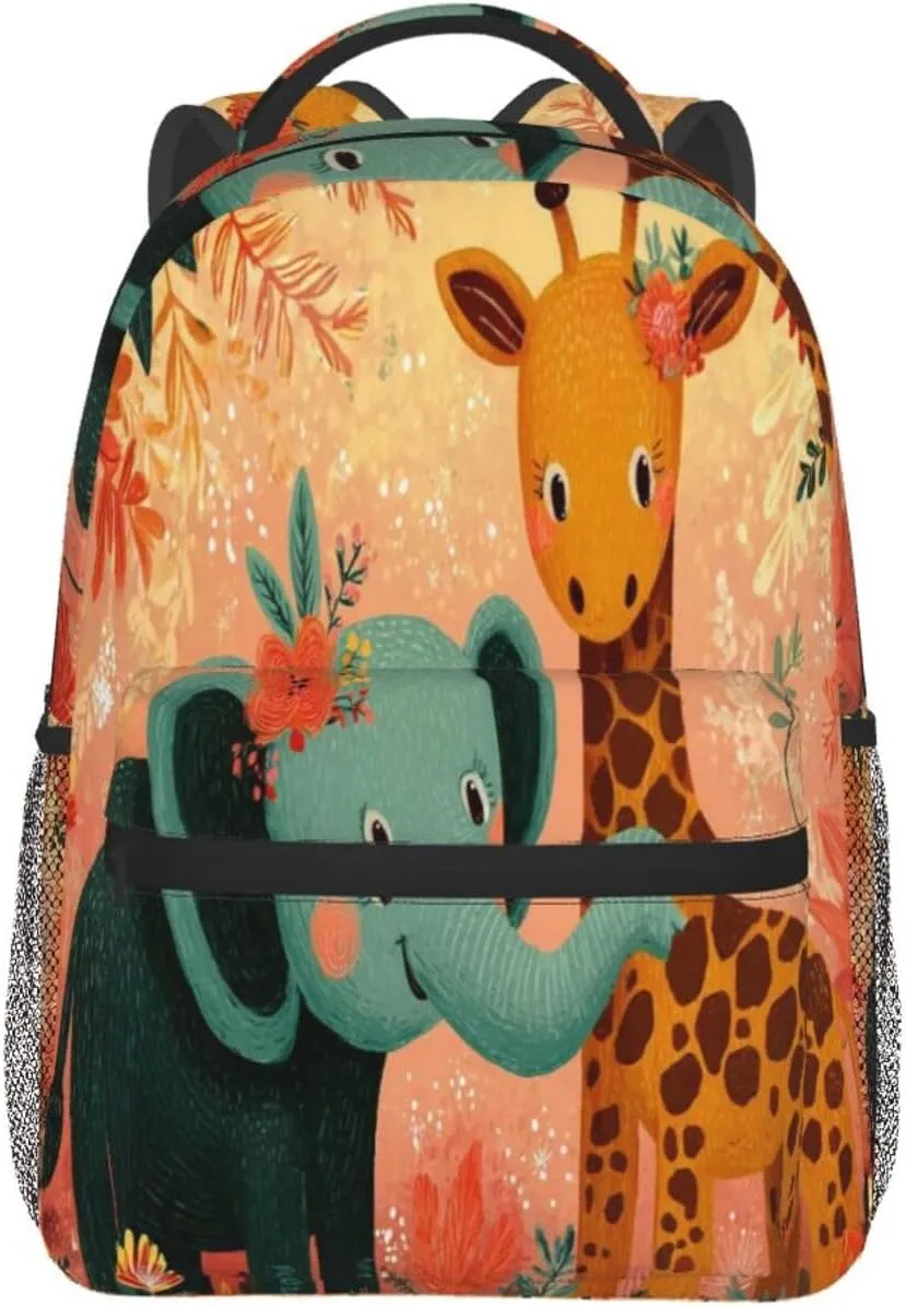Cartoon Elephant And Giraffe Practical Backpack For Trekking Women/Female Gift