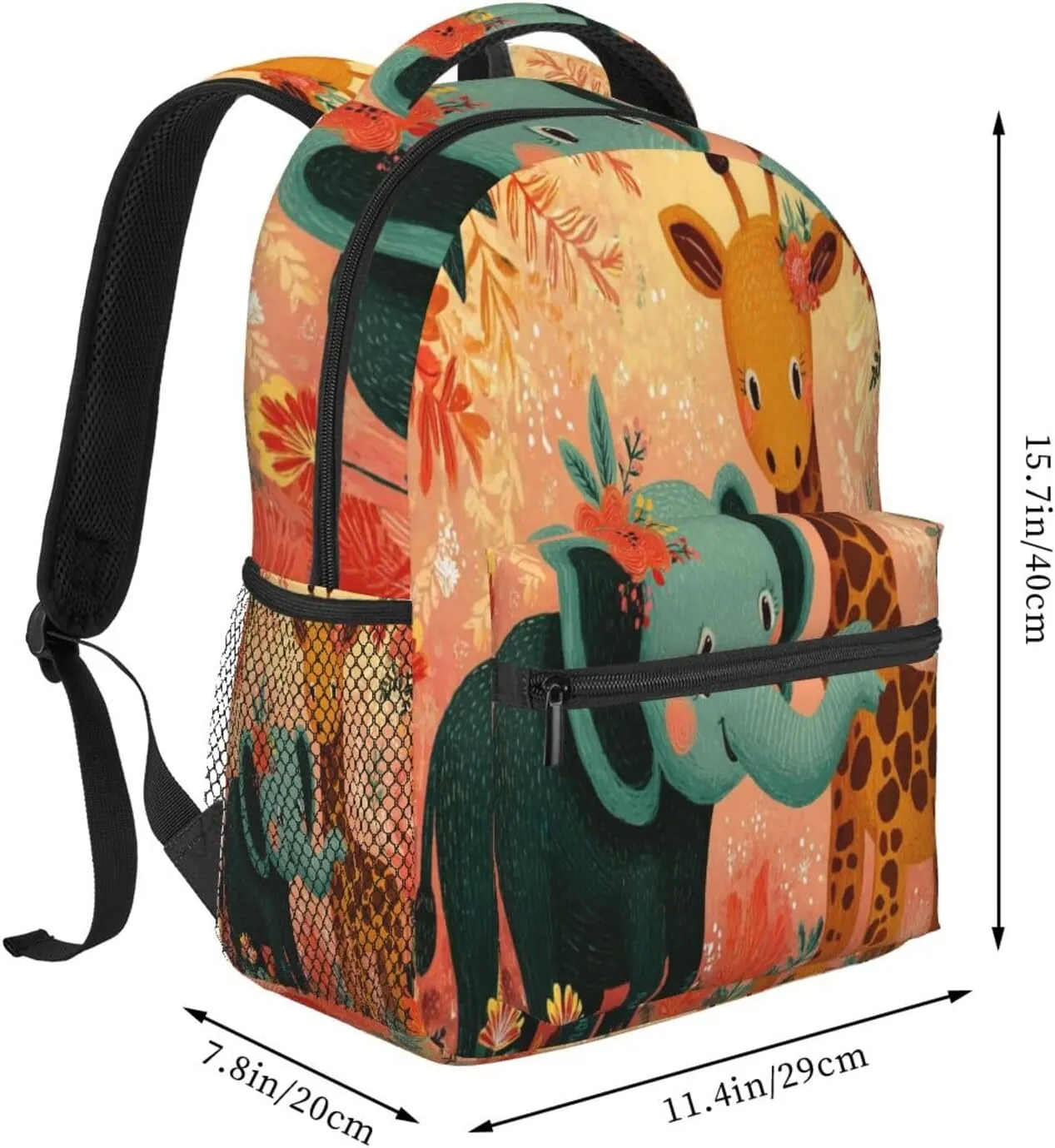 Cartoon Elephant And Giraffe Practical Backpack For Trekking Women/Female Gift