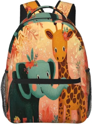 Cartoon Elephant And Giraffe Practical Backpack For Trekking Women/Female Gift