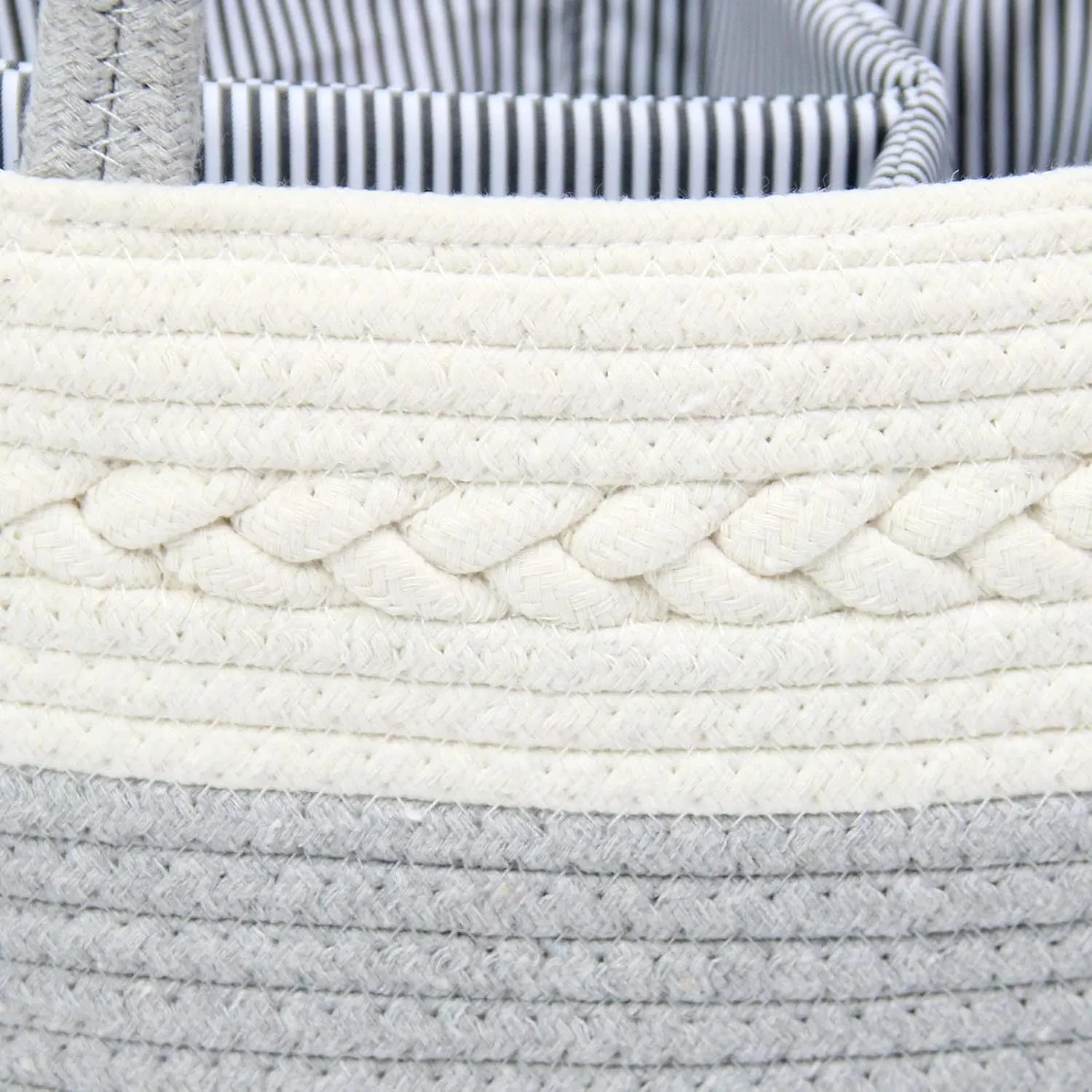 Casaphoria Caddy Organizer - Cotton Rope Basket with Removable Inserts, Soft Storage Caddy for Gifts, Cream and Gray