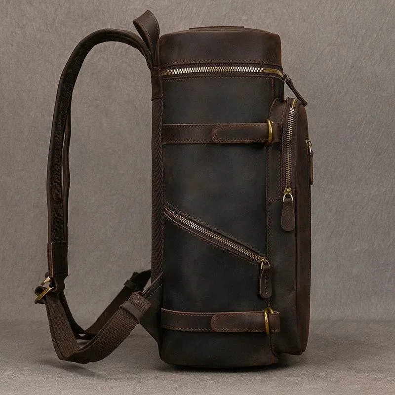 Casual Leather Backpack Crazy Horse Vintage Style for Men