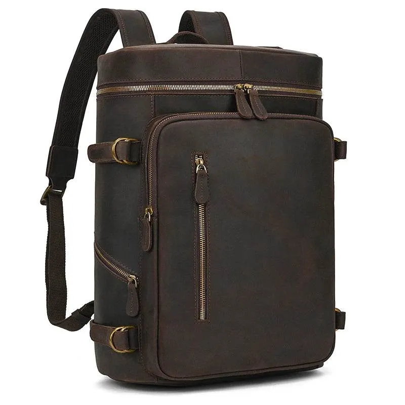 Casual Leather Backpack Crazy Horse Vintage Style for Men